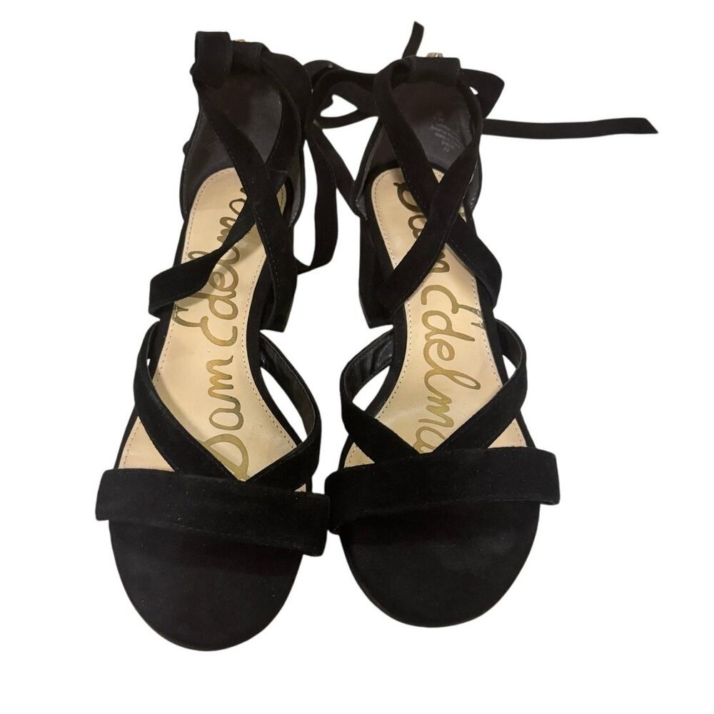 Sam Edelman Sheri Suede Block Heel Lace-Up Sandals Black Size‎ 6.5M